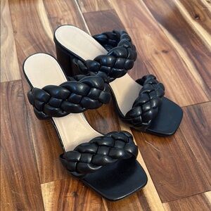 Women's Black Braided Sandals